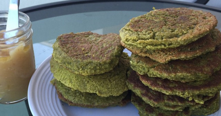 Green Vegan Spinach and Kale Pancakes