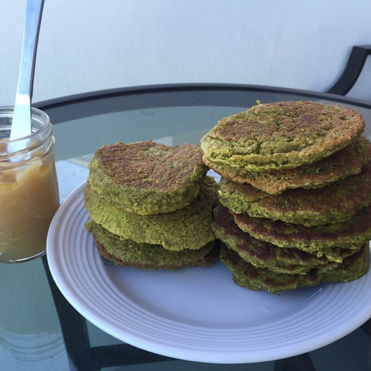 Green Vegan Spinach and Kale Pancakes